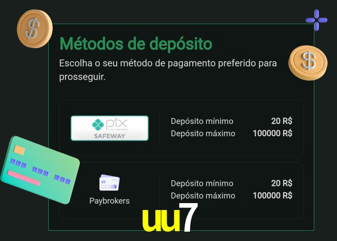 O cassino uu7 oferece uma grande variedade de métodos de pagamento